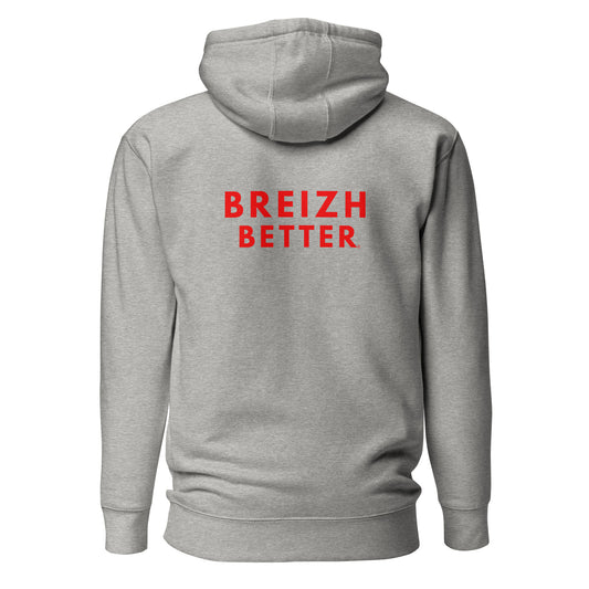 Sweat à Capuche Unisexe Breizhbetter Rouge AV/AR