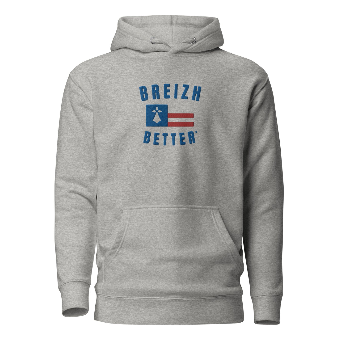 Sweat à Capuche Unisexe Breizhbetter Hermine Bleu Brodé