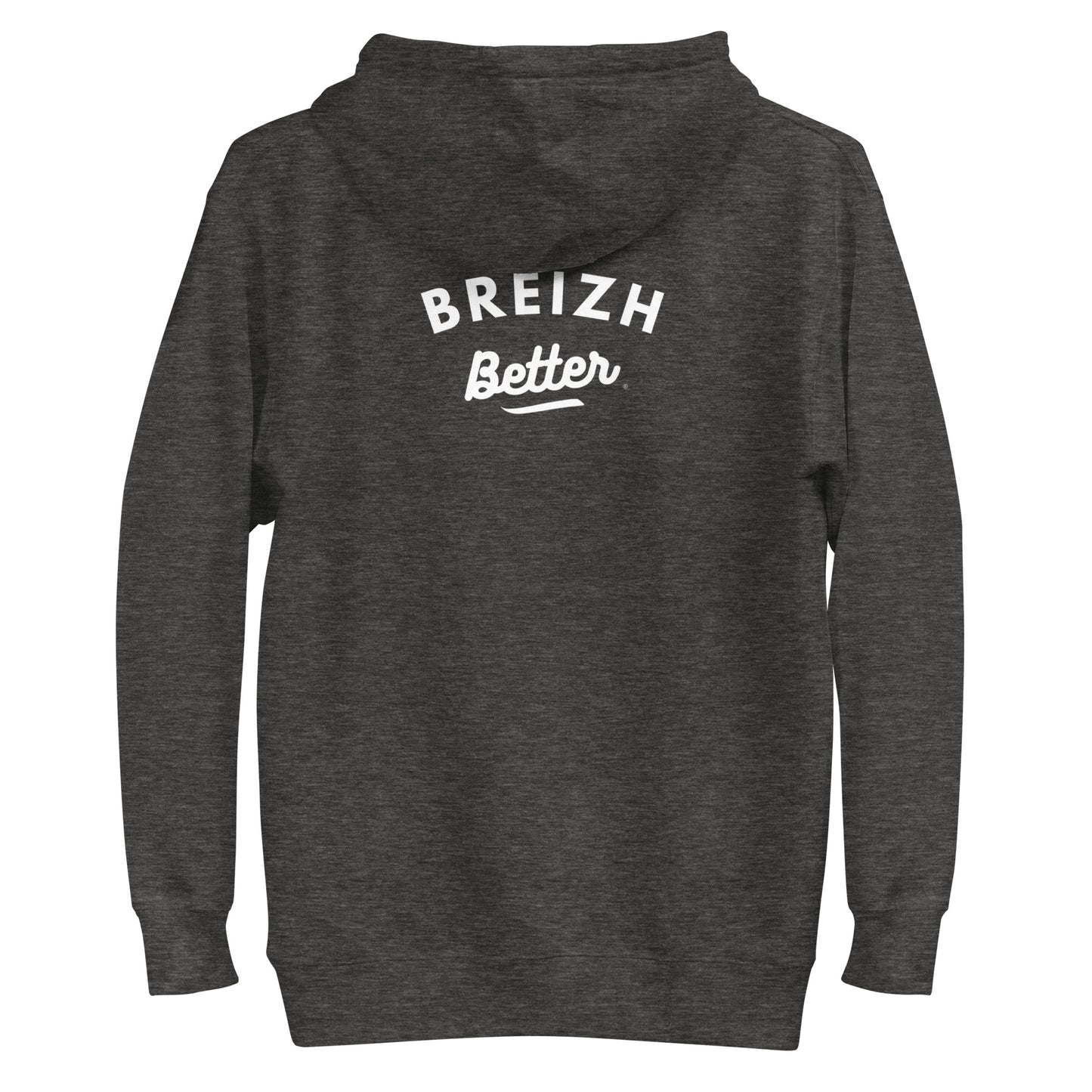 Sweat à Capuche Unisexe Breizhbetter Blanc Billy Brodé AV Imprimé AR