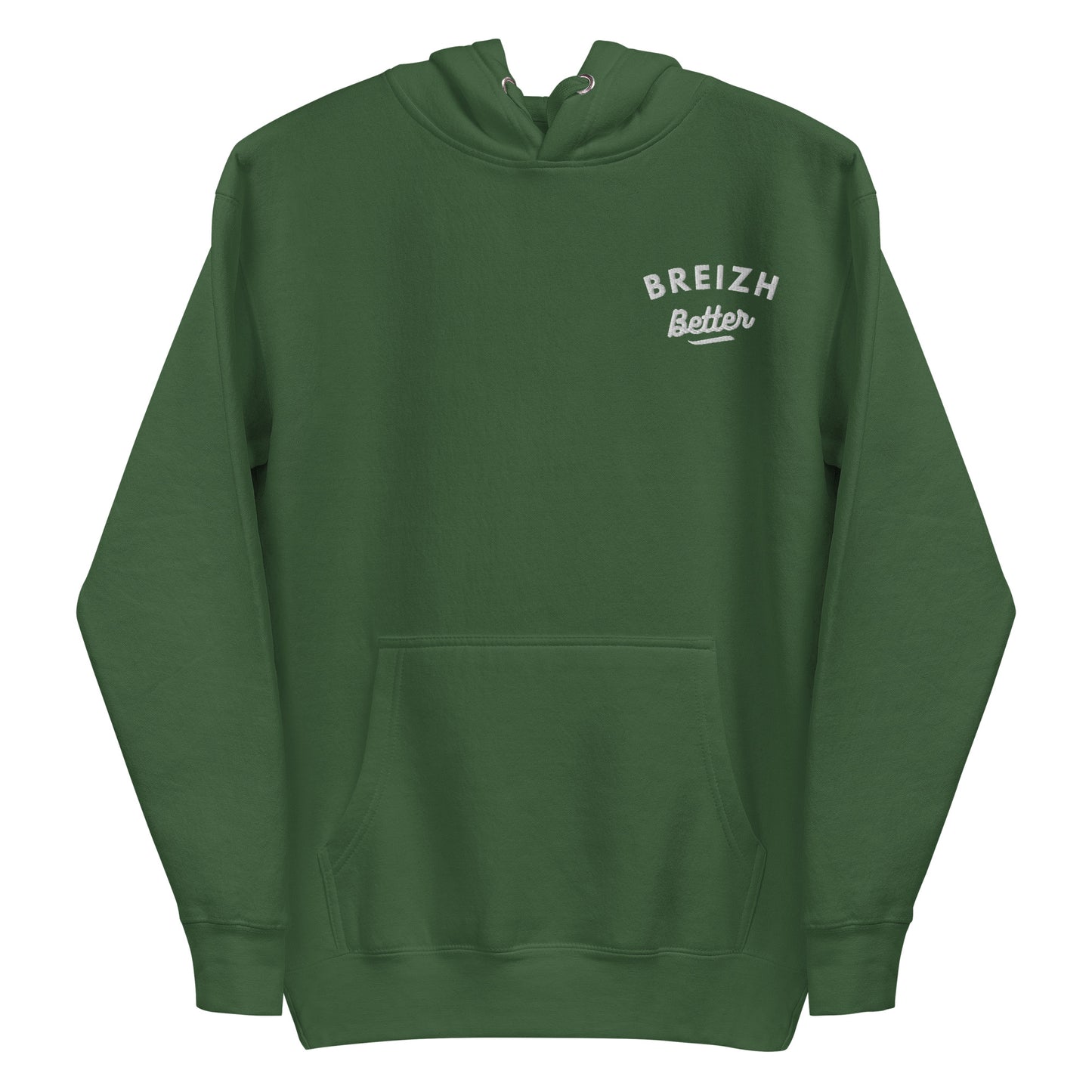Sweat à Capuche Unisexe Breizhbetter Blanc Billy Brodé AV Imprimé AR