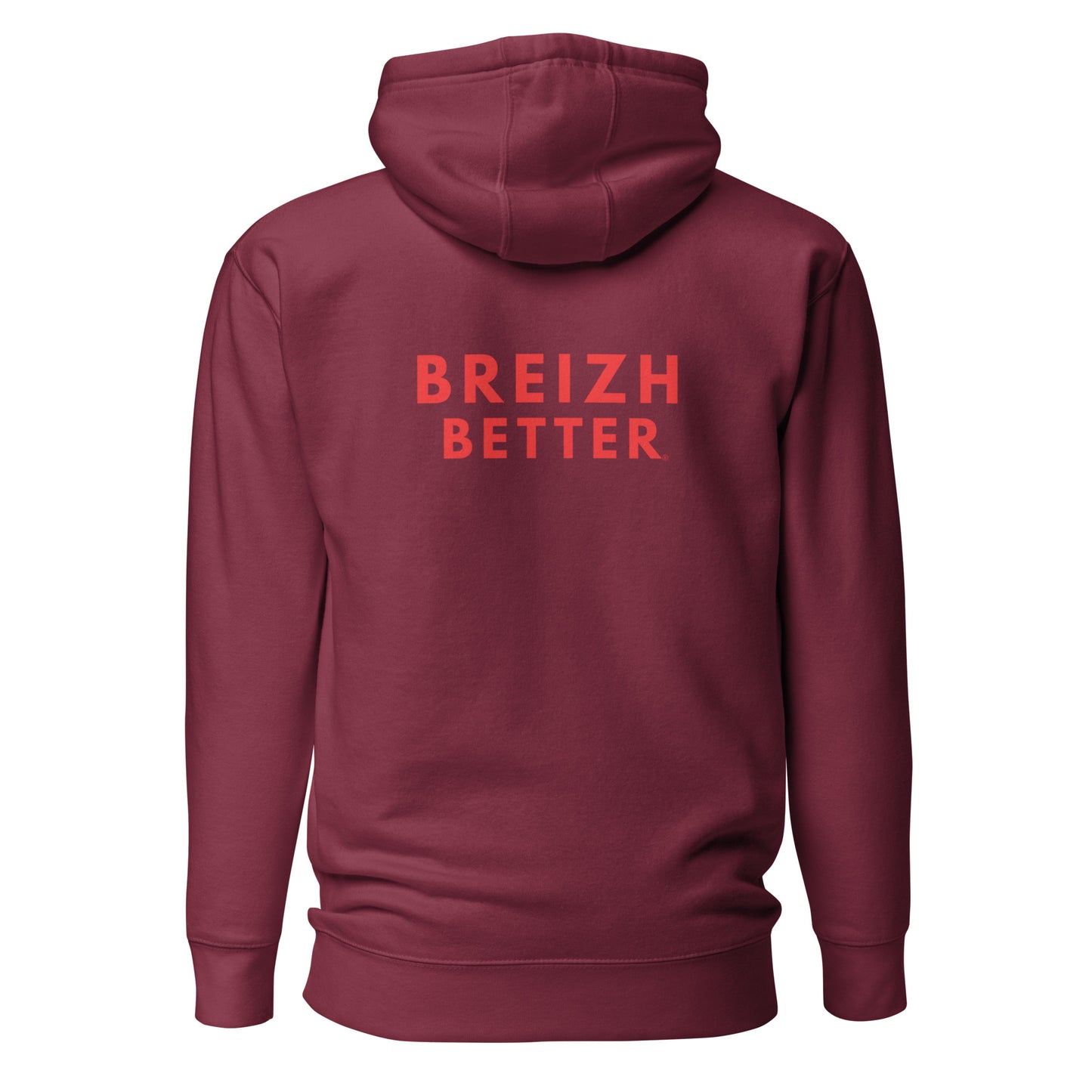 Sweat à Capuche Breizhbetter Rouge Droit Brodé AV/ Imprimé AR