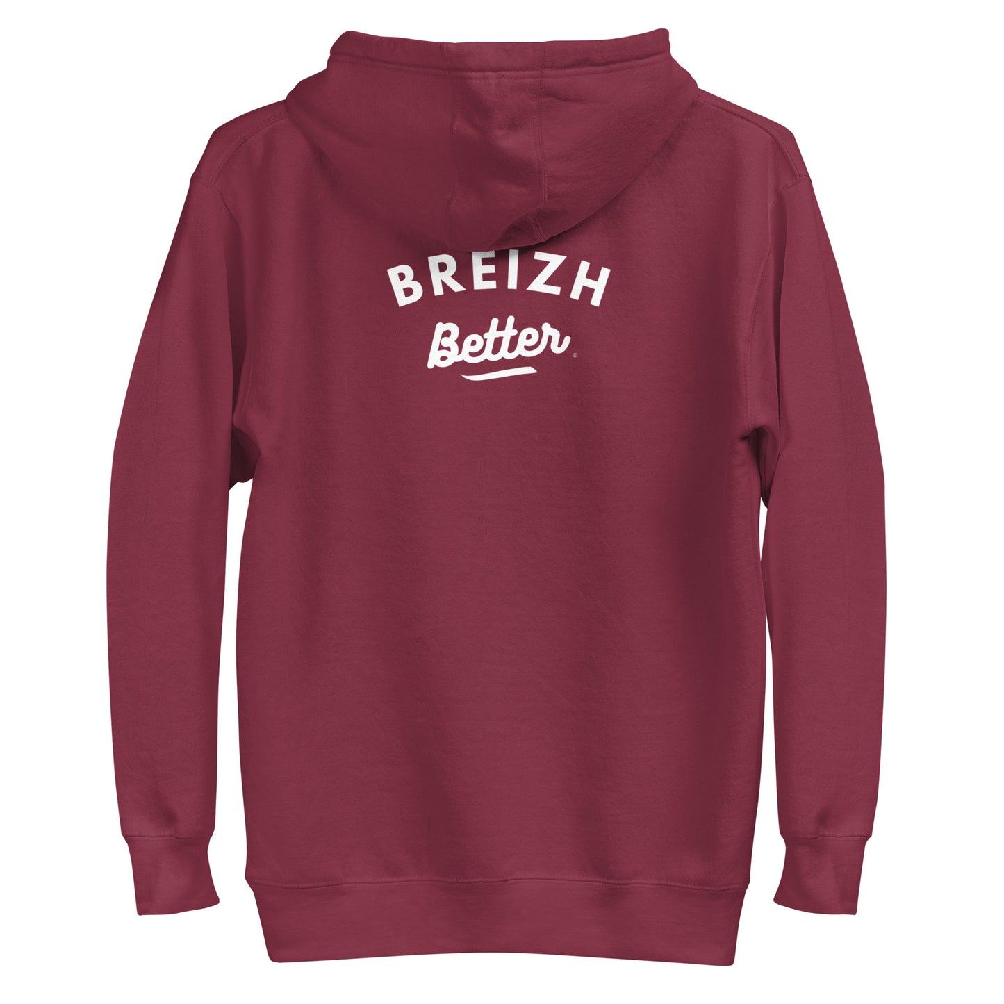 Sweat à Capuche Unisexe Breizhbetter Blanc Billy Brodé AV Imprimé AR
