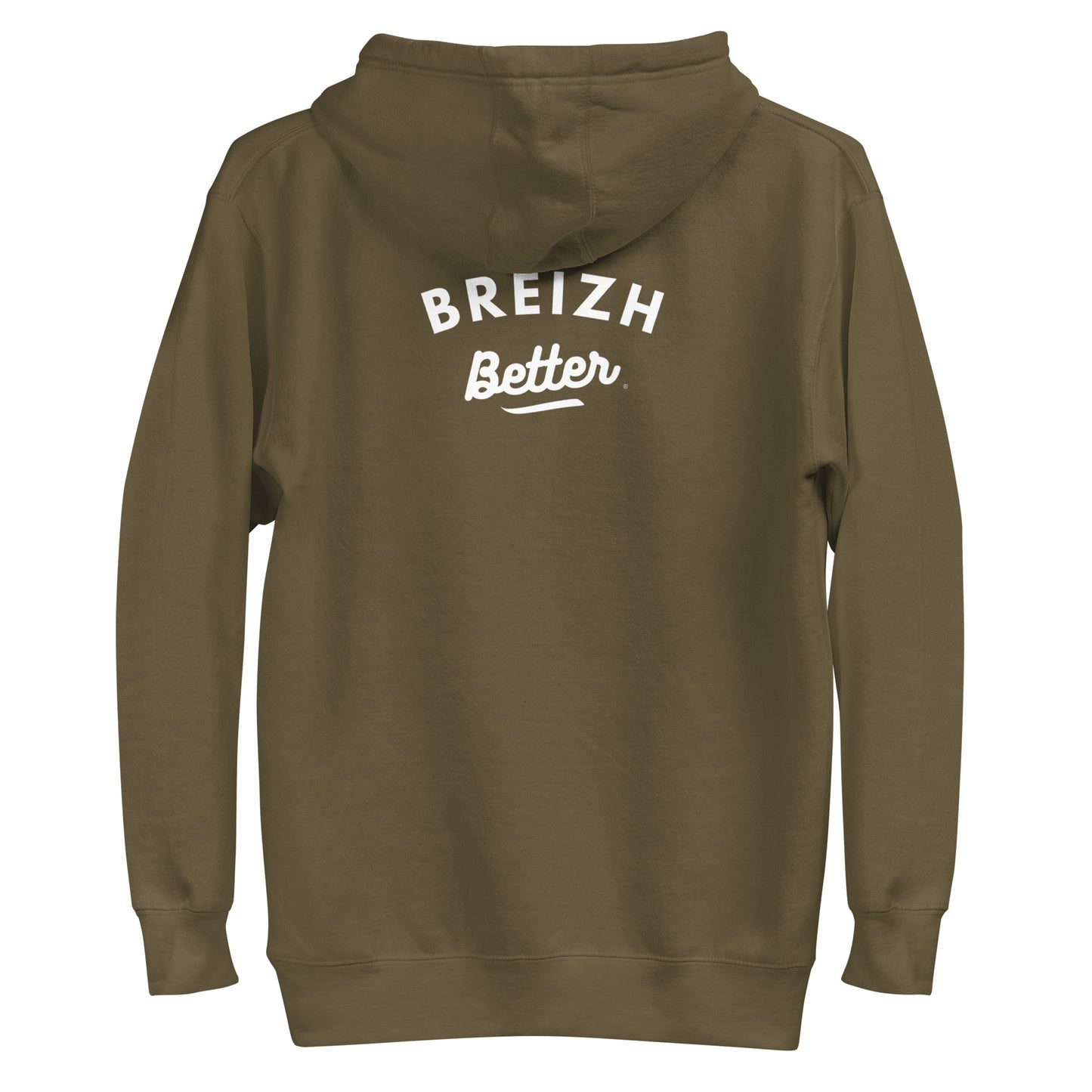 Sweat à Capuche Unisexe Breizhbetter Blanc Billy Brodé AV Imprimé AR