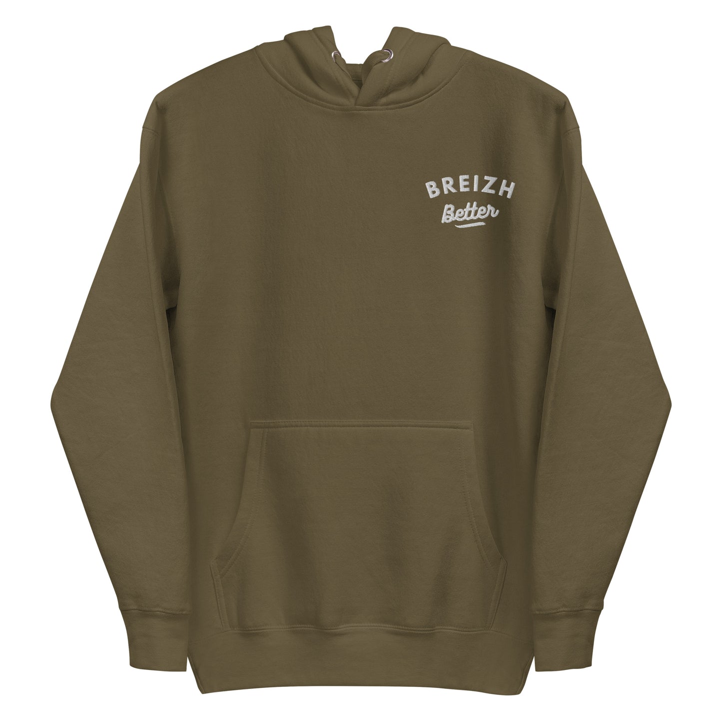 Sweat à Capuche Unisexe Breizhbetter Blanc Billy Brodé AV Imprimé AR