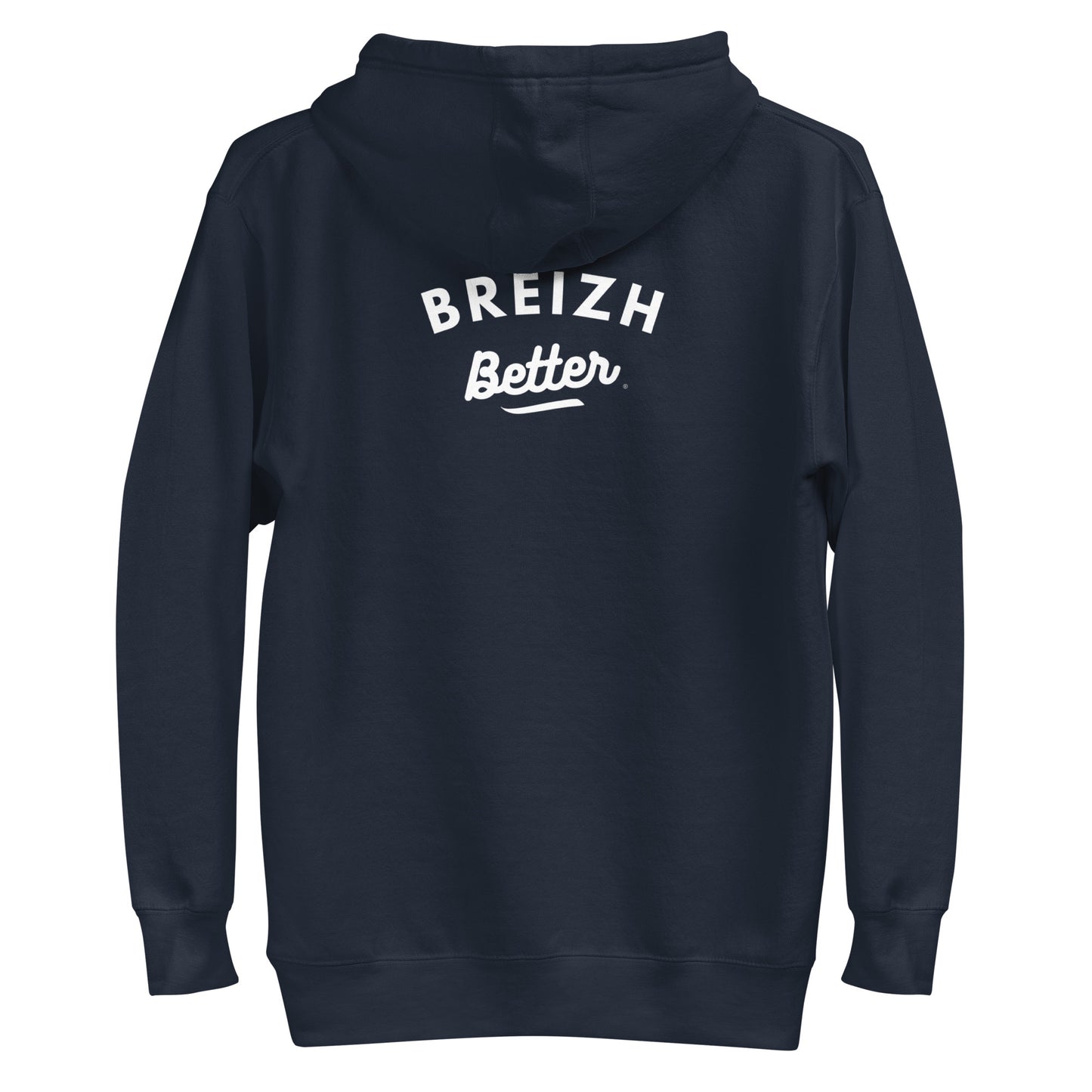 Sweat à Capuche Unisexe Breizhbetter Blanc Billy Brodé AV Imprimé AR