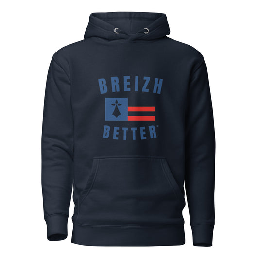 Sweat à Capuche Unisexe Breizhbetter Hermine Bleu