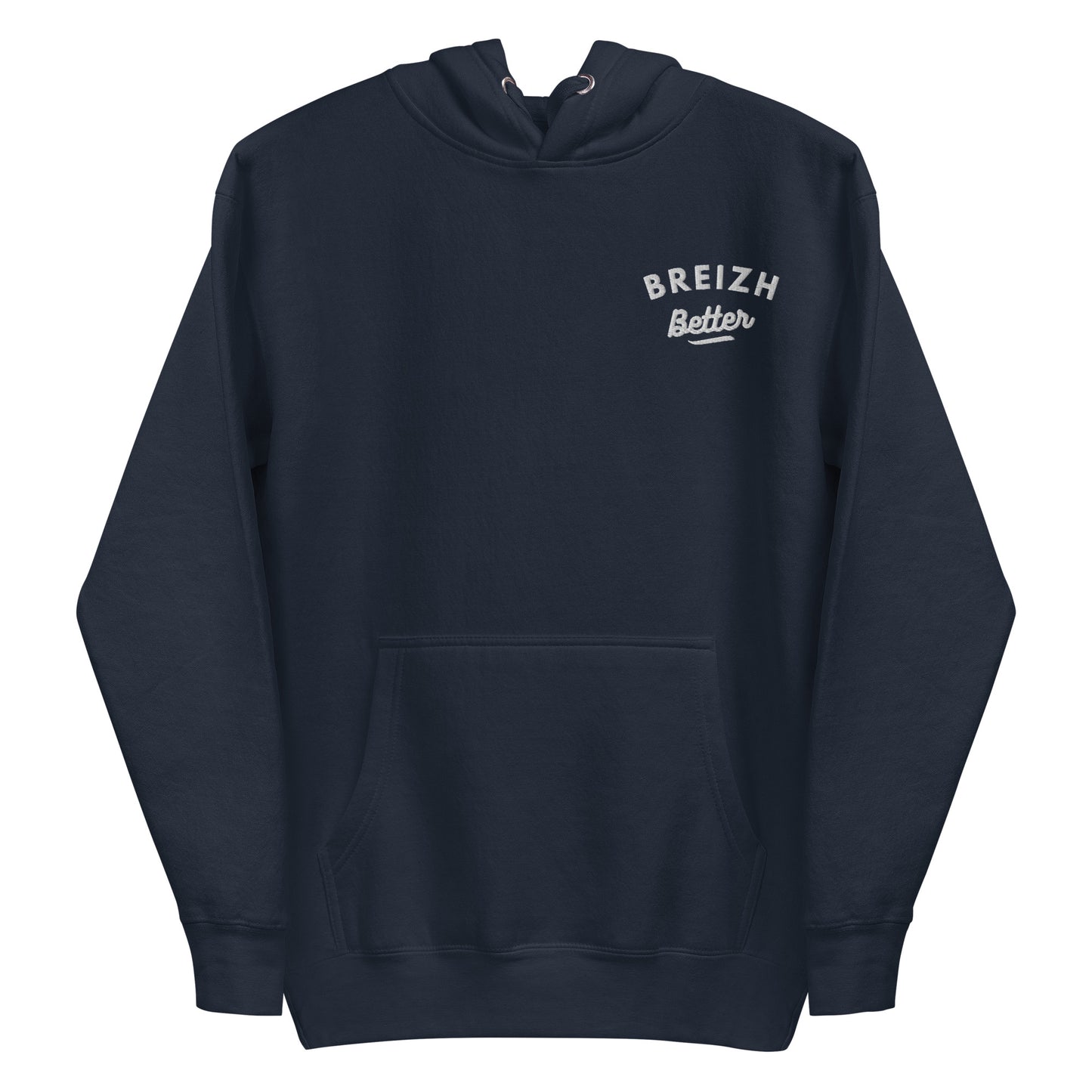 Sweat à Capuche Unisexe Breizhbetter Blanc Billy Brodé AV Imprimé AR