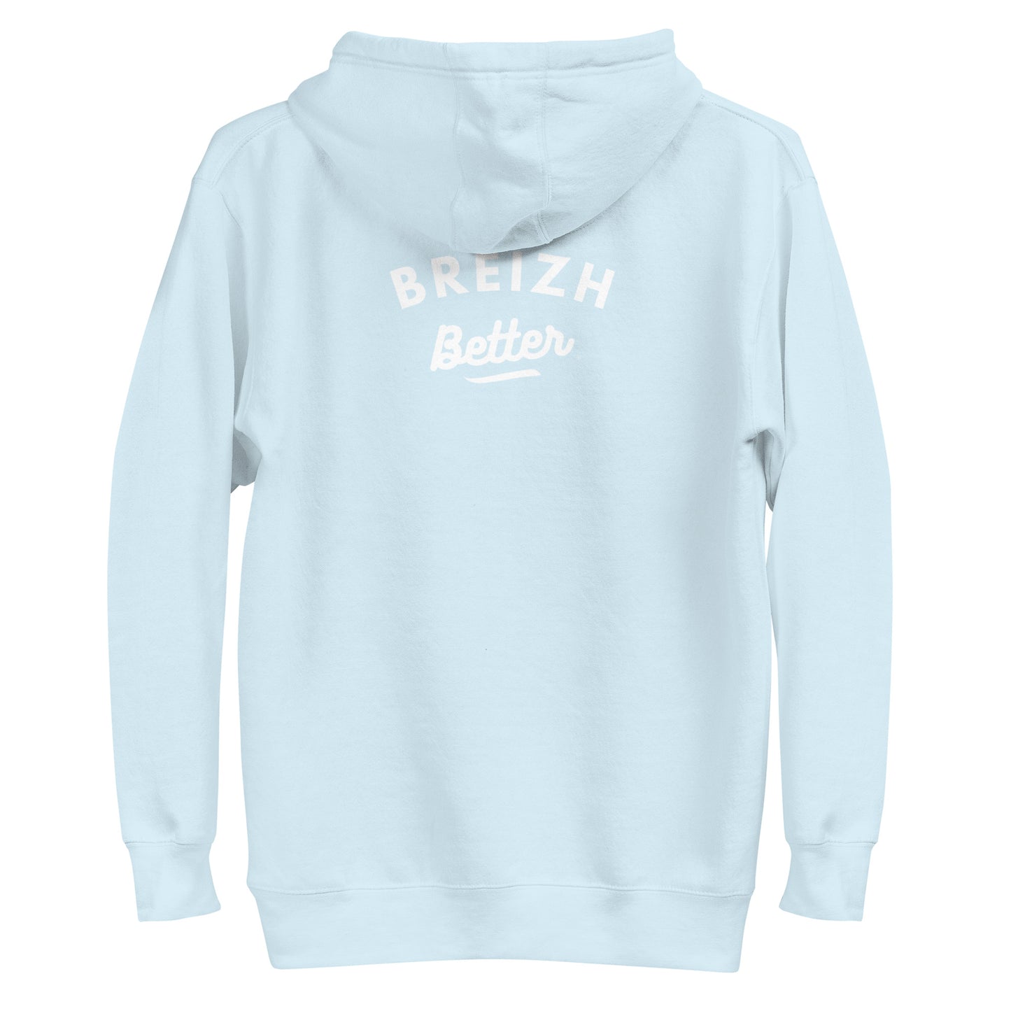 Sweat à Capuche Unisexe Breizhbetter Blanc Billy Brodé AV Imprimé AR