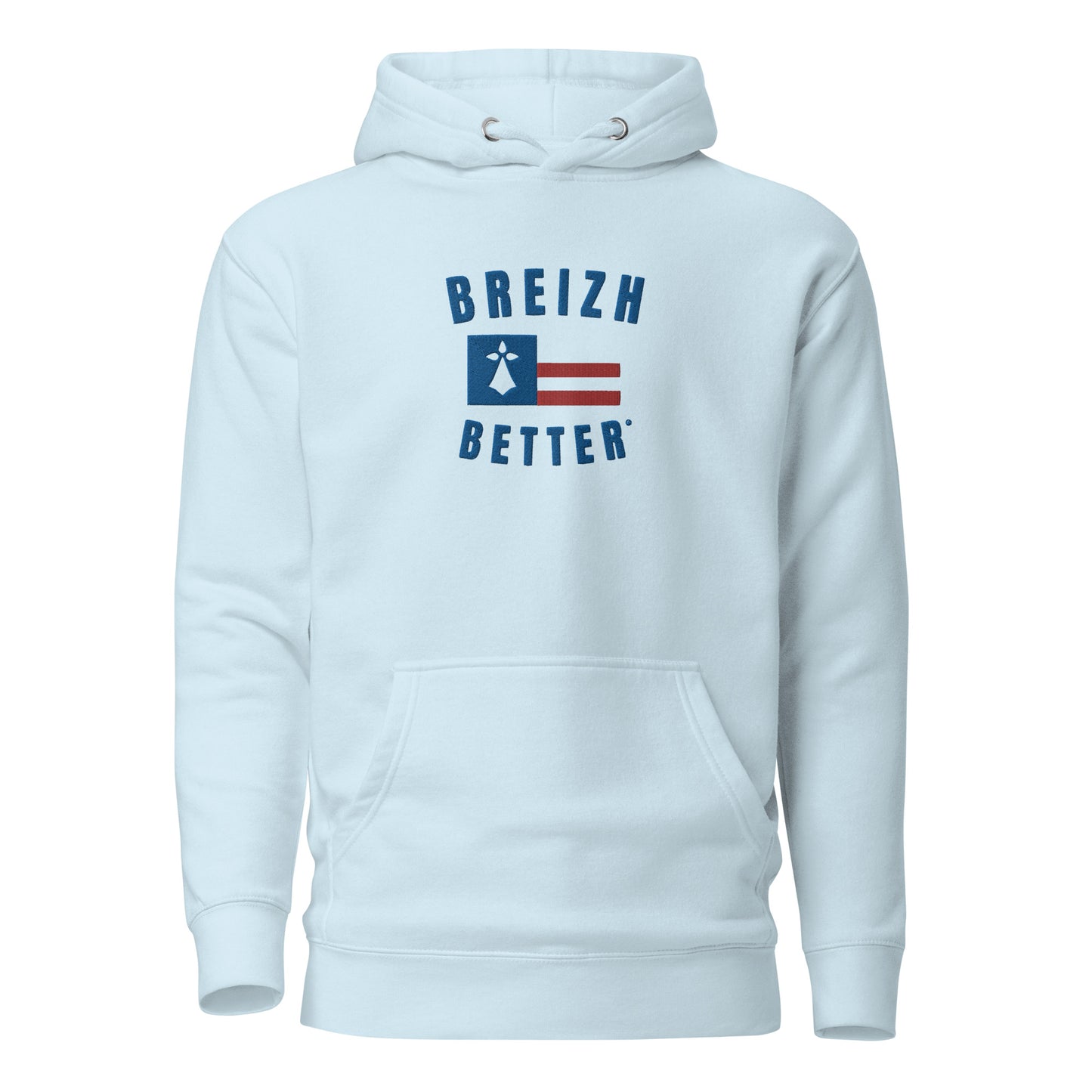 Sweat à Capuche Unisexe Breizhbetter Hermine Bleu Brodé