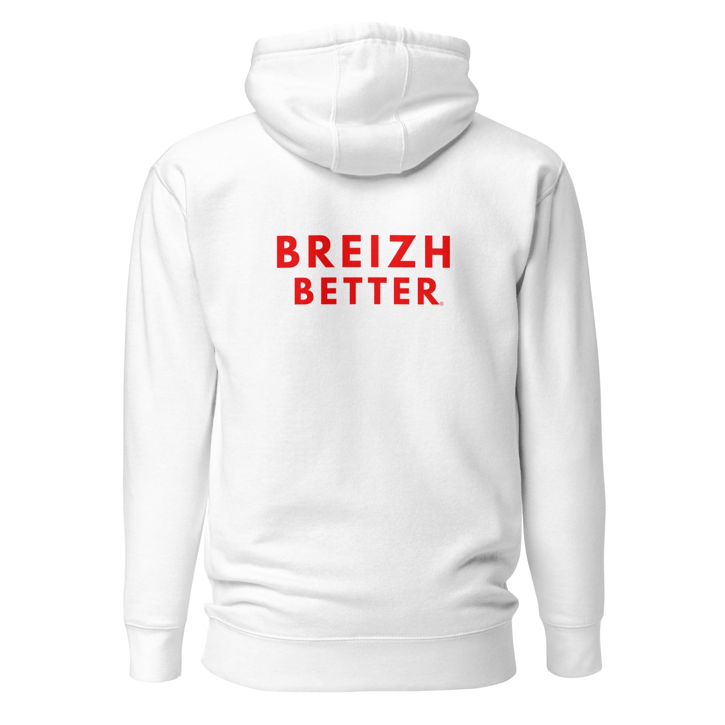 Sweat à Capuche Breizhbetter Rouge Droit Brodé AV/ Imprimé AR