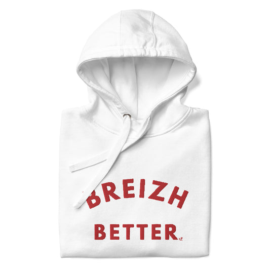 Sweat à Capuche Unisexe Breizhbetter Brodé Rouge