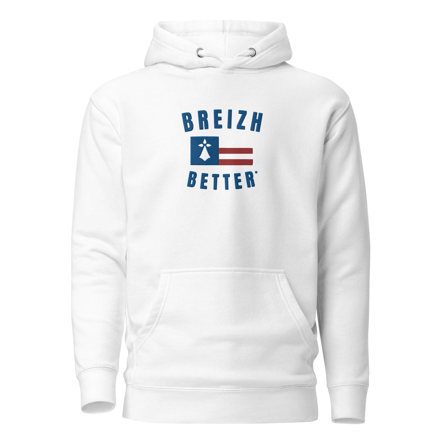 Sweat à Capuche Unisexe Breizhbetter Hermine Bleu Brodé