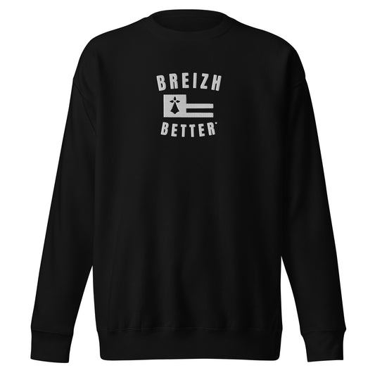 Sweatshirt premium unisexe Breizhbetter Blanc Brodé