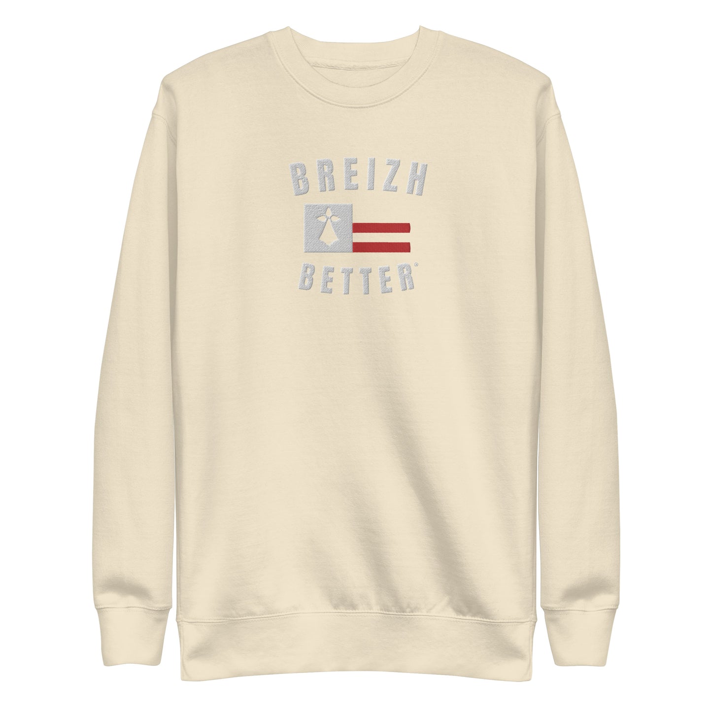 Sweatshirt premium unisexe Breizhbetter Blanc Rouge Brodé