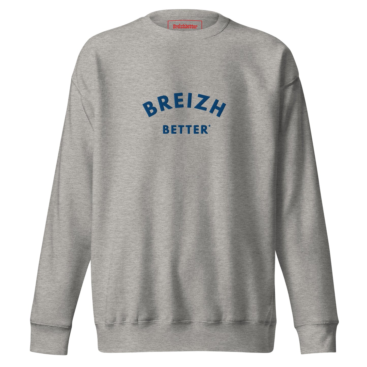 Sweatshirt premium unisexe Breizhbetter Bleu Brodé