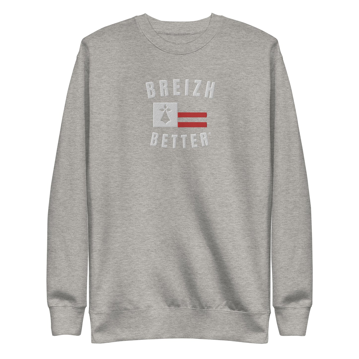 Sweatshirt premium unisexe Breizhbetter Blanc Rouge Brodé