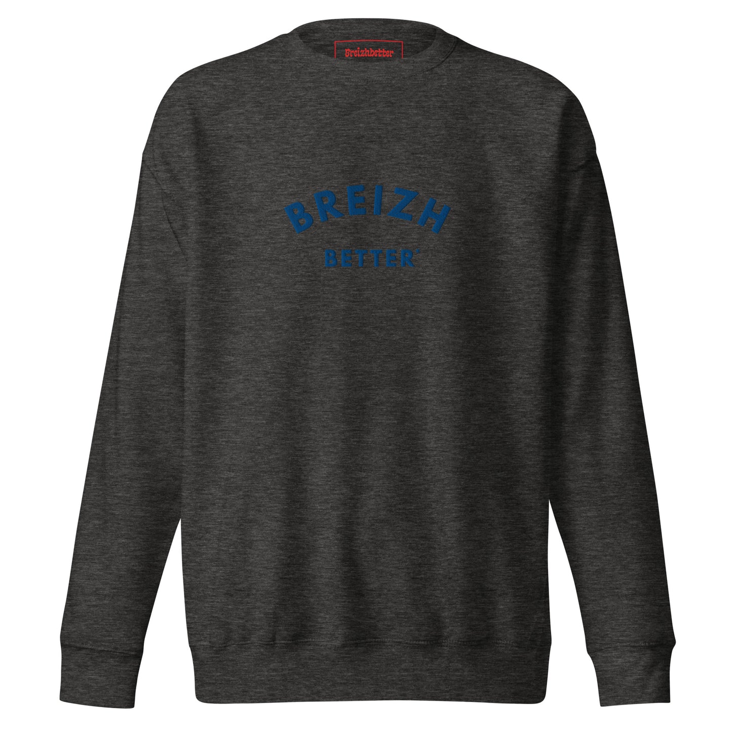 Sweatshirt premium unisexe Breizhbetter Bleu Brodé