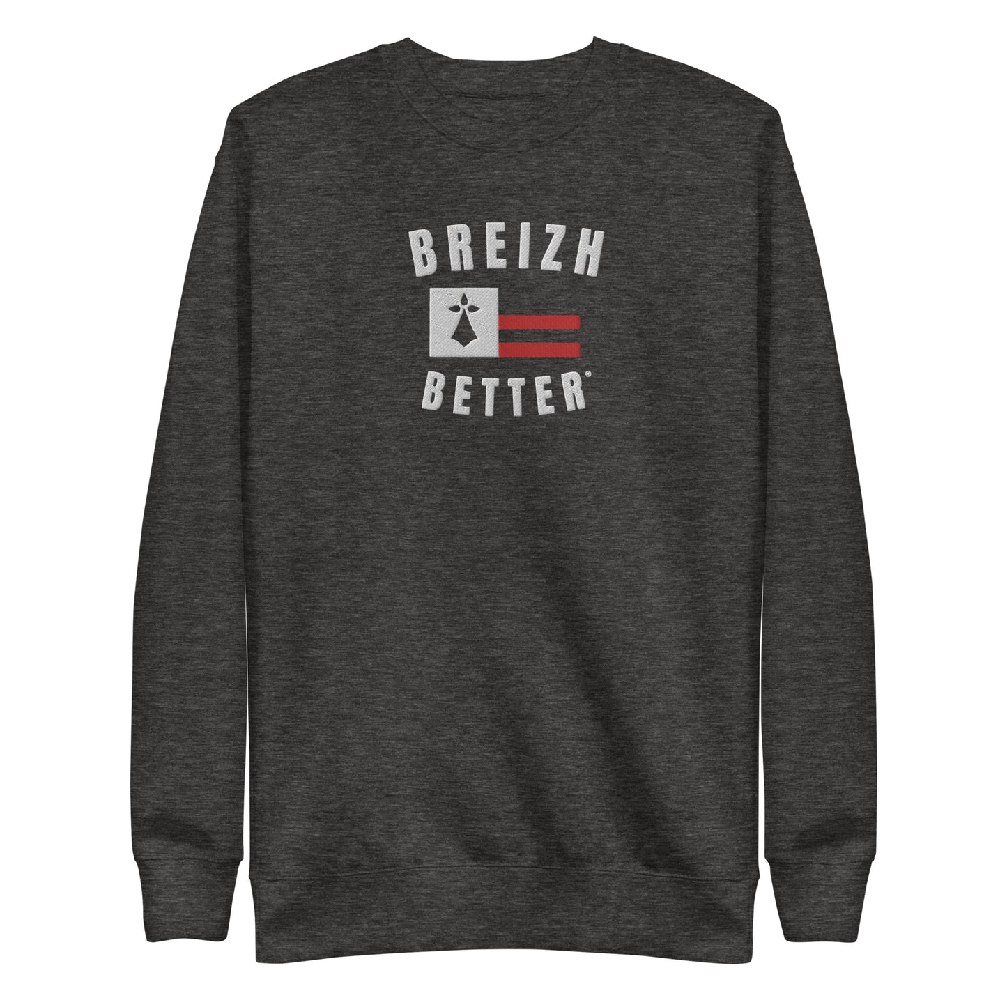 Sweatshirt premium unisexe Breizhbetter Blanc Rouge Brodé