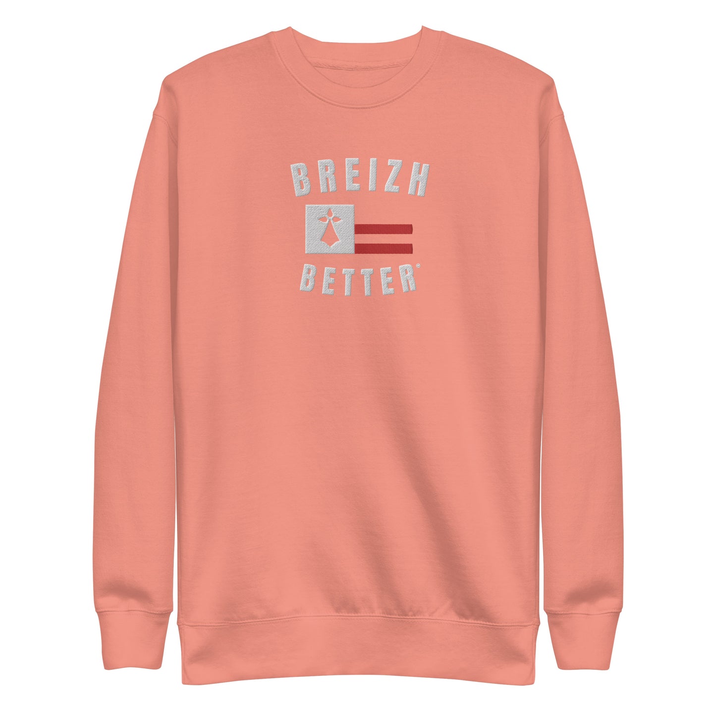 Sweatshirt premium unisexe Breizhbetter Blanc Rouge Brodé