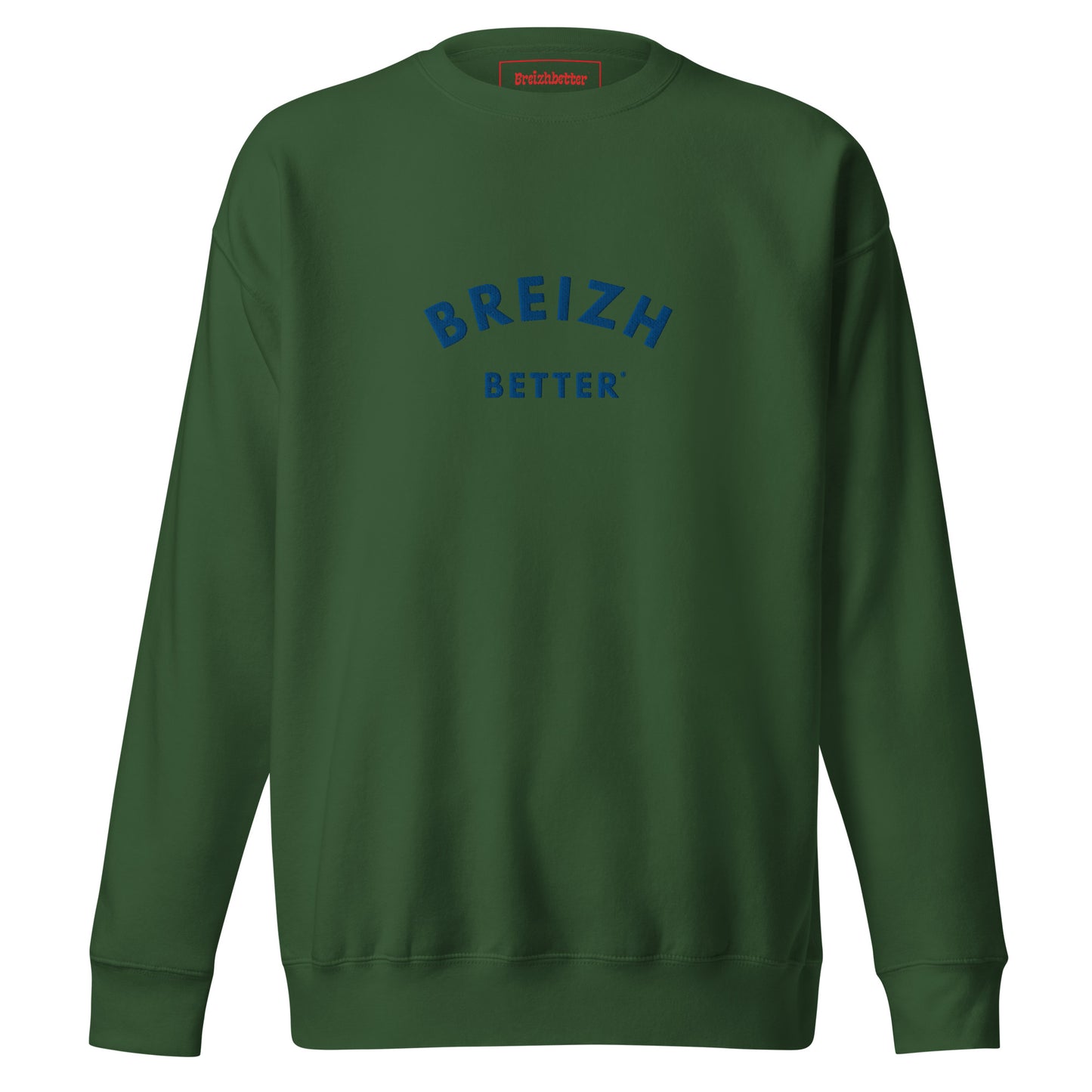 Sweatshirt premium unisexe Breizhbetter Bleu Brodé