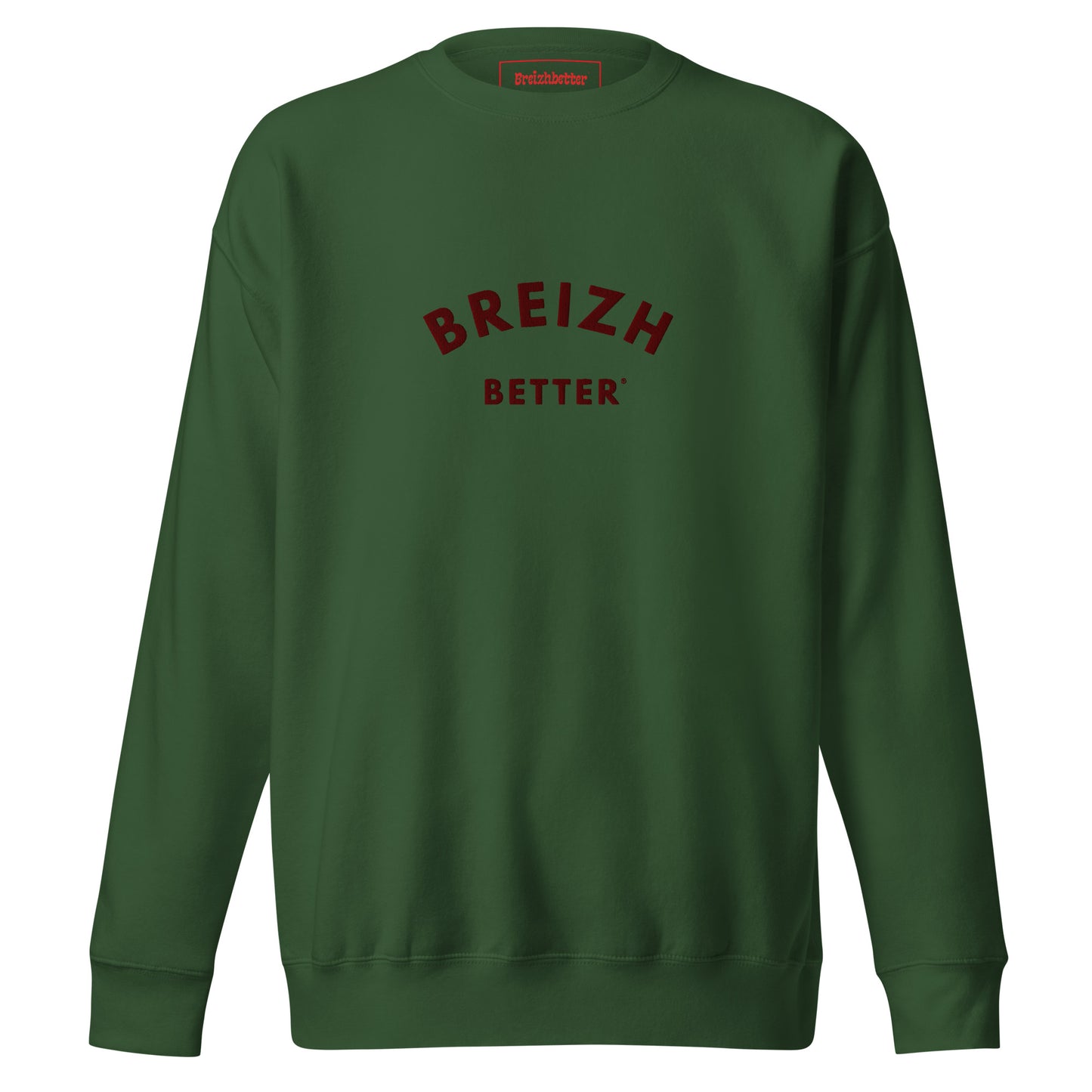 Sweatshirt premium unisexe Breizhbetter Rouge Brodé