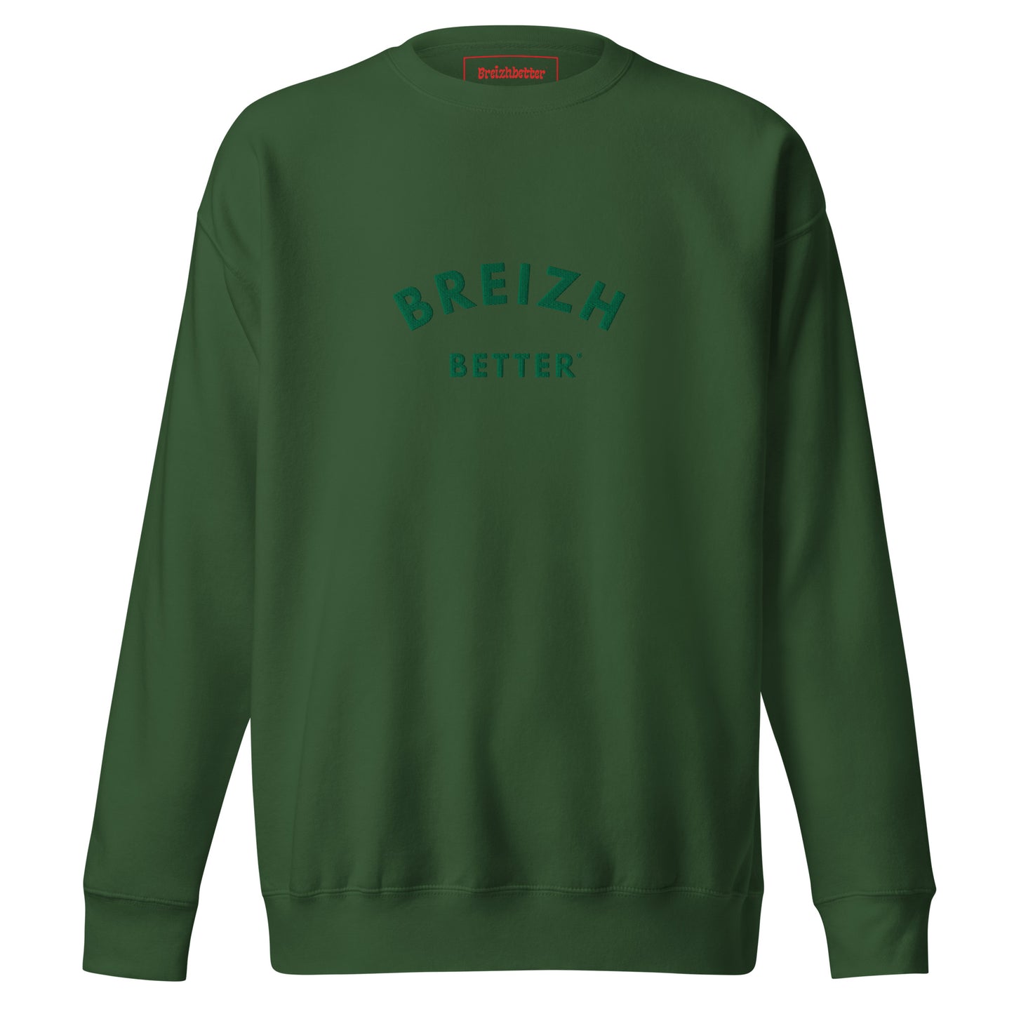 Sweatshirt premium unisexe Brezihbetter Vert Brodé