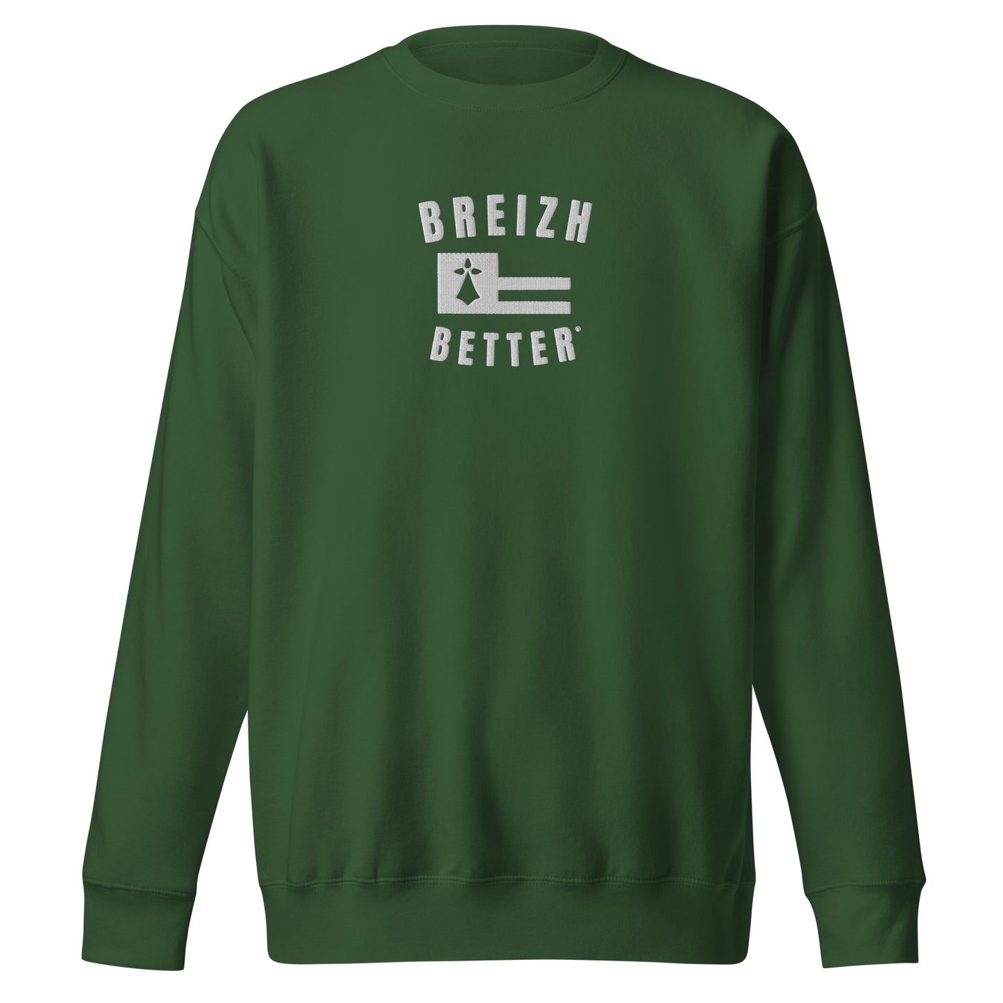 Sweatshirt premium unisexe Breizhbetter Blanc Brodé