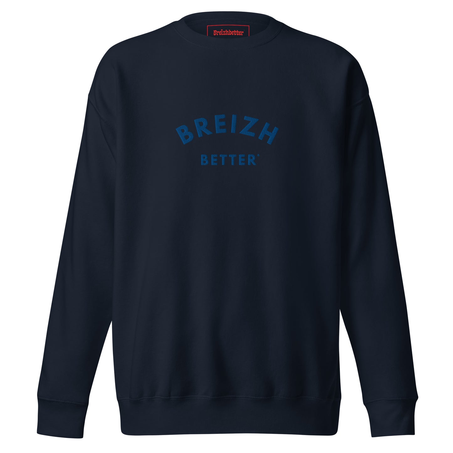 Sweatshirt premium unisexe Breizhbetter Bleu Brodé