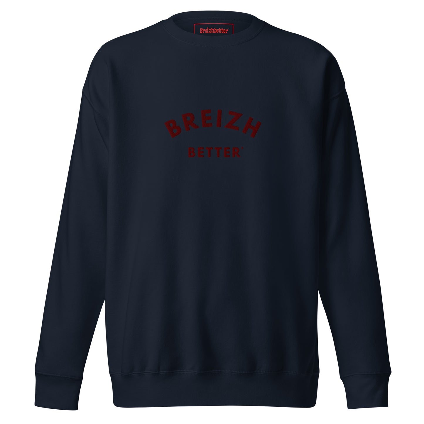 Sweatshirt premium unisexe Breizhbetter Rouge Brodé