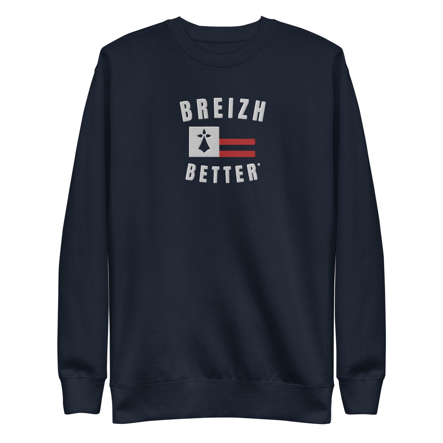 Sweatshirt premium unisexe Breizhbetter Blanc Rouge Brodé