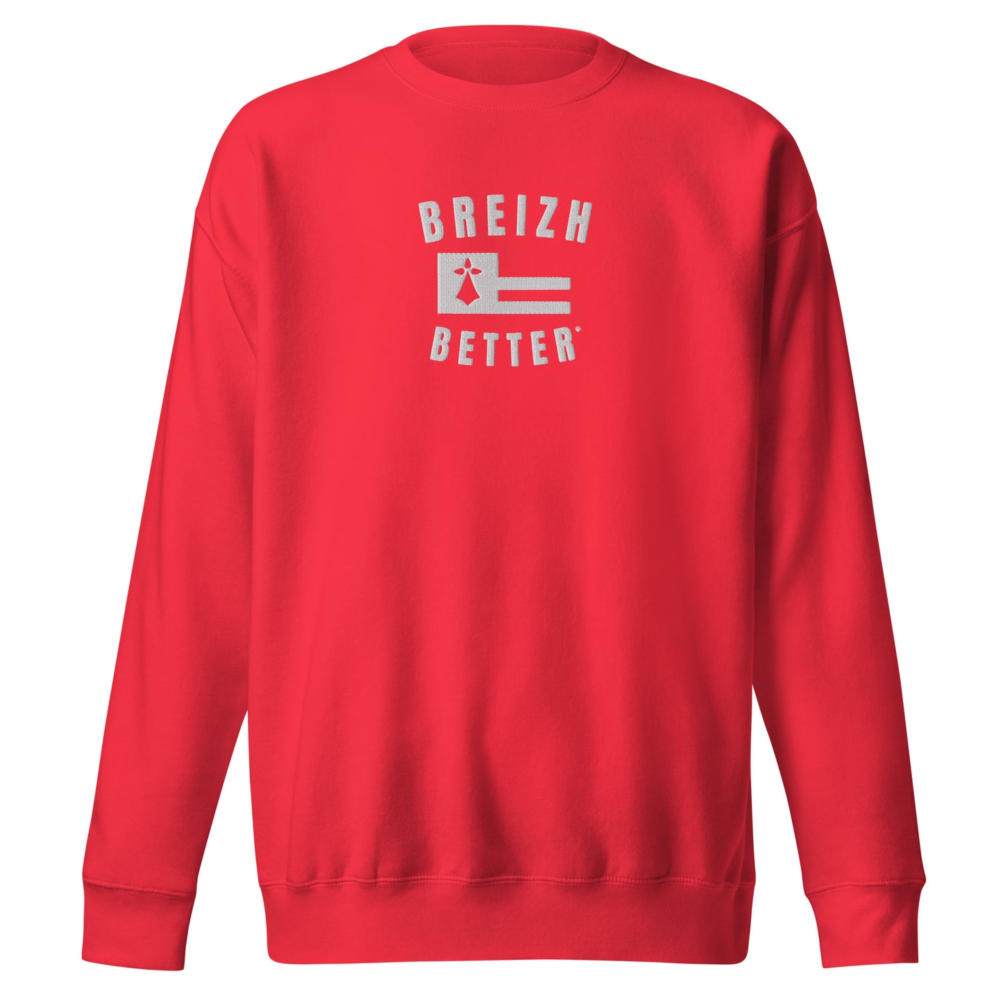 Sweatshirt premium unisexe Breizhbetter Blanc Brodé