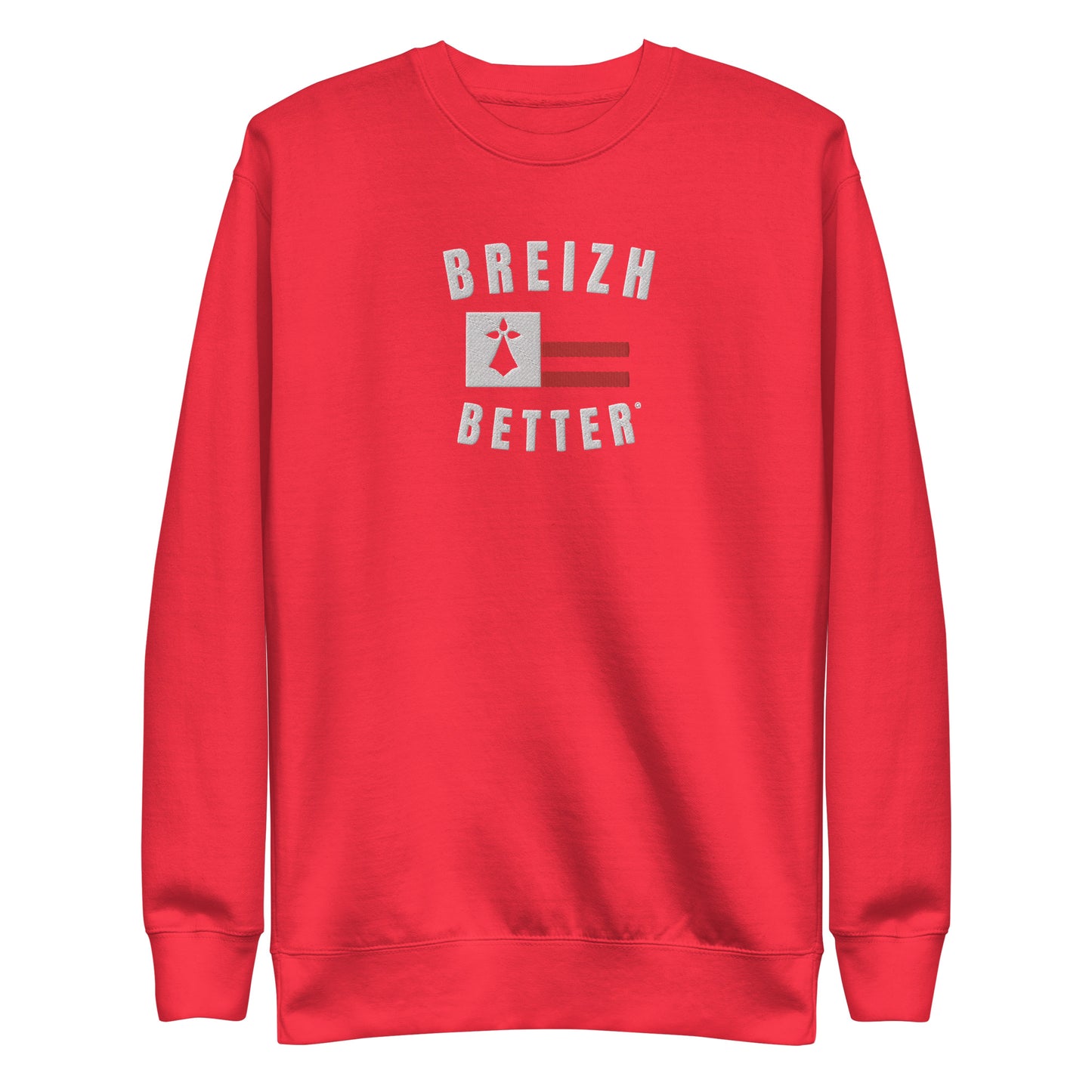 Sweatshirt premium unisexe Breizhbetter Blanc Rouge Brodé