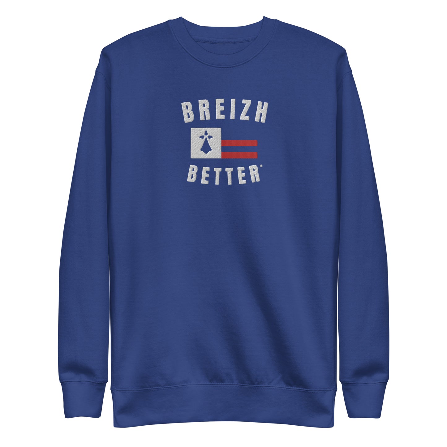 Sweatshirt premium unisexe Breizhbetter Blanc Rouge Brodé