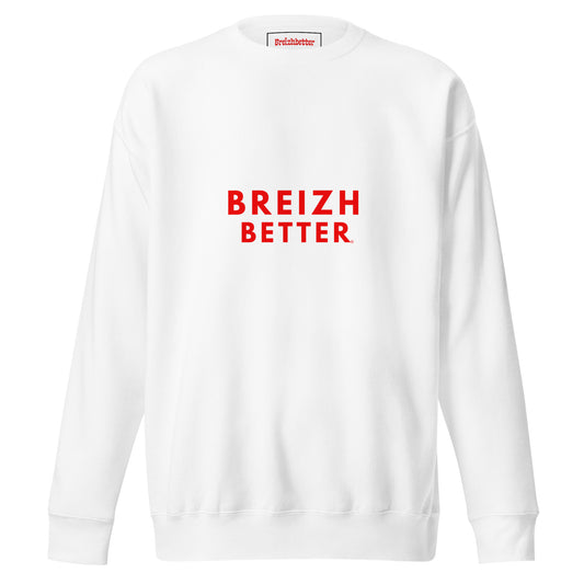 Sweatshirt premium unisexe Breizhbetter Rouge Brodé