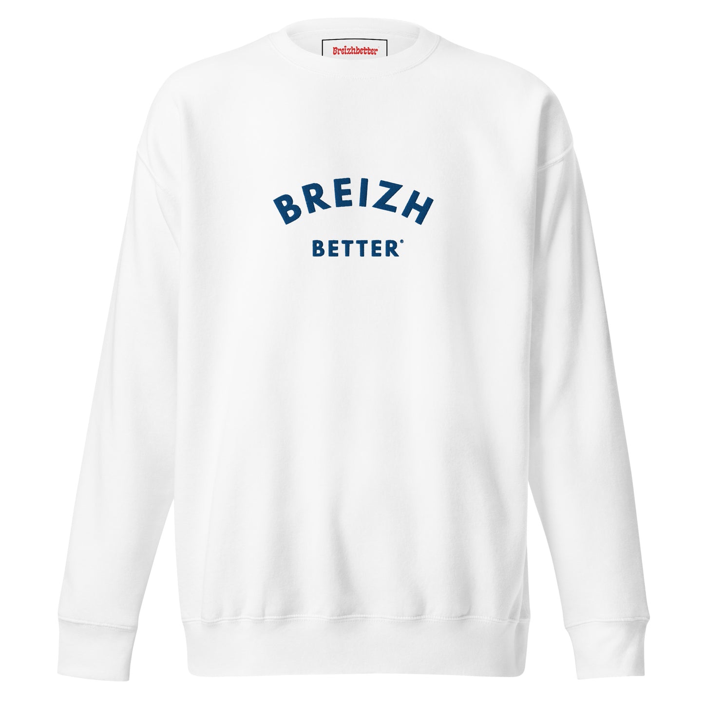 Sweatshirt premium unisexe Breizhbetter Bleu Brodé